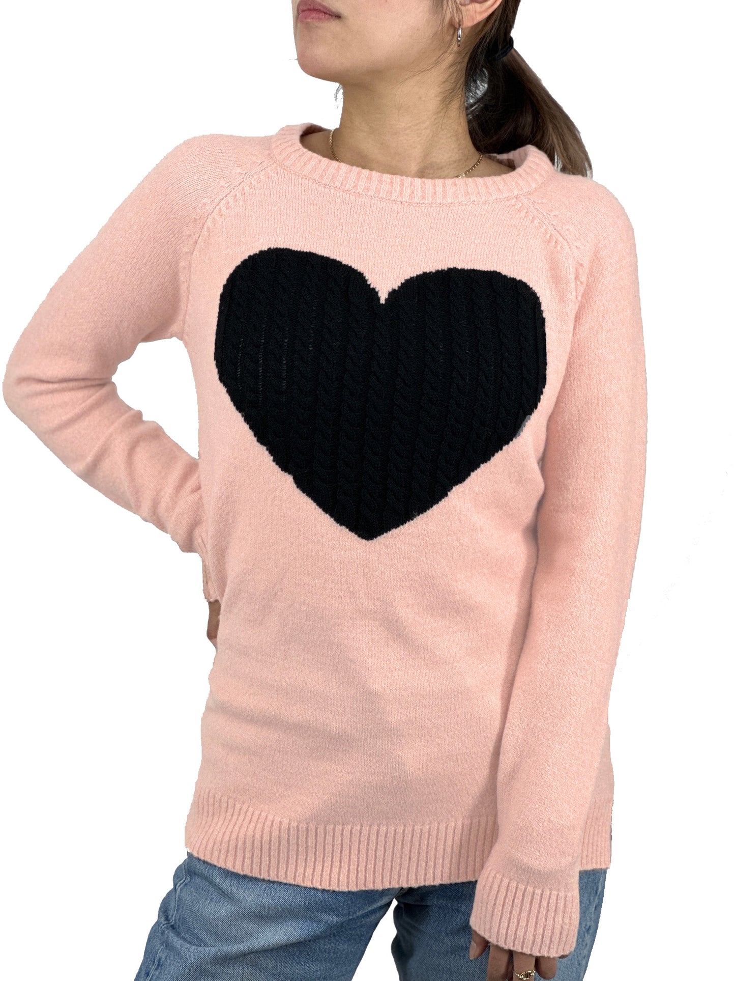 Cozy Heart Jacquard Round Neck Pullover Sweater MK8236 (S-L)