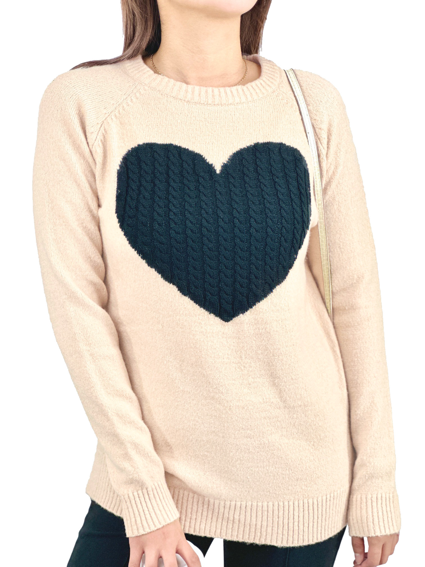 Cozy Heart Jacquard Round Neck Pullover Sweater MK8236 (S-L)