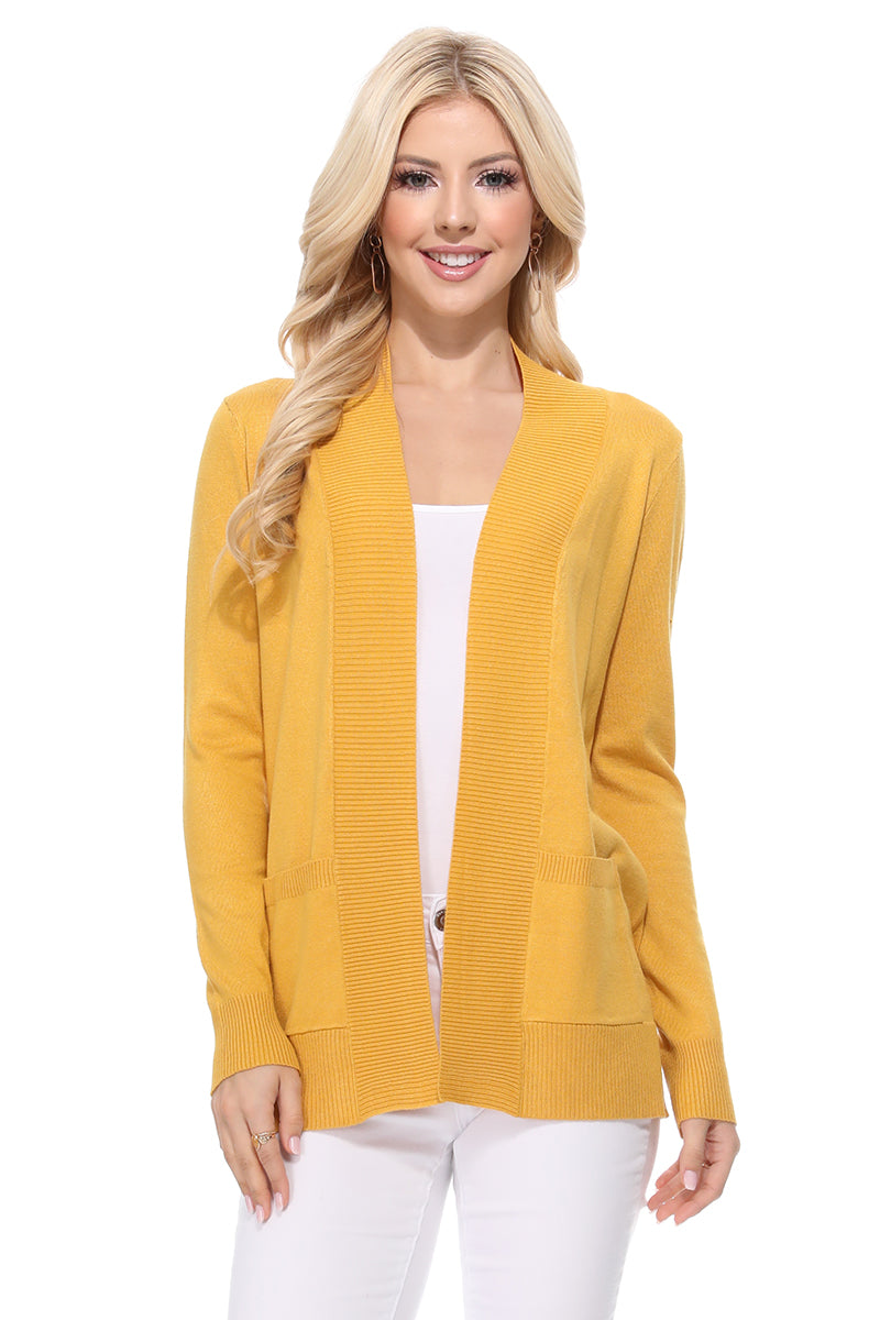 Long Sleeve Open Front Knit Shrug w/ Pocket Cardigan Sweater MK8558 (S-XL)