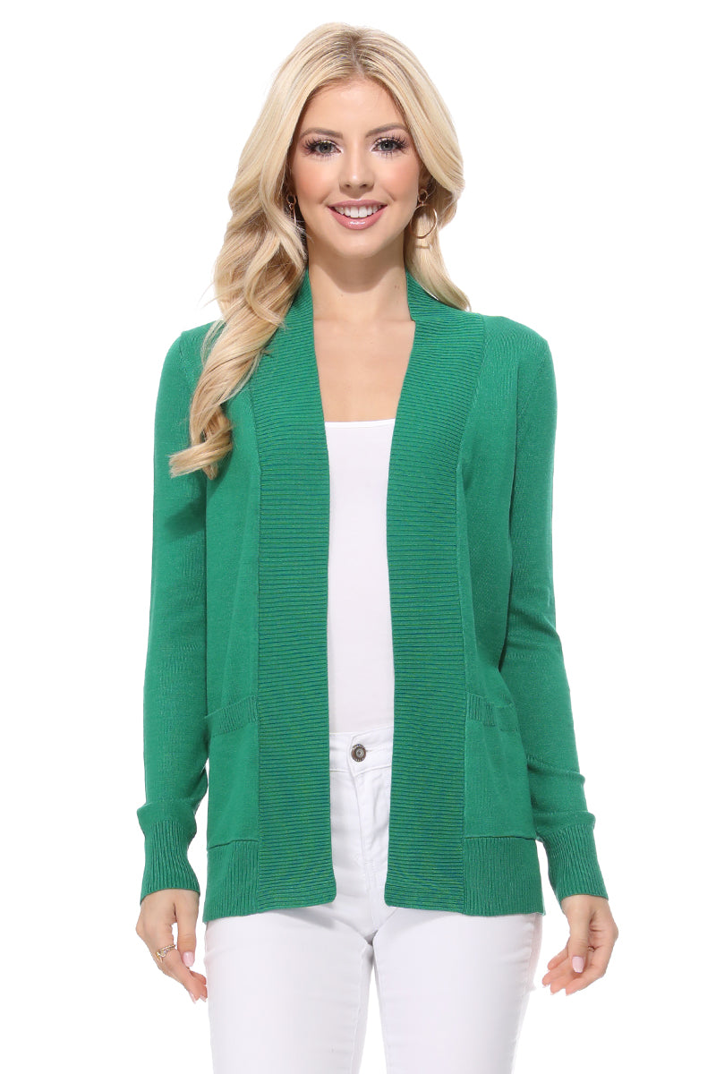 Long Sleeve Open Front Knit Shrug w/ Pocket Cardigan Sweater MK8558 (S-XL)