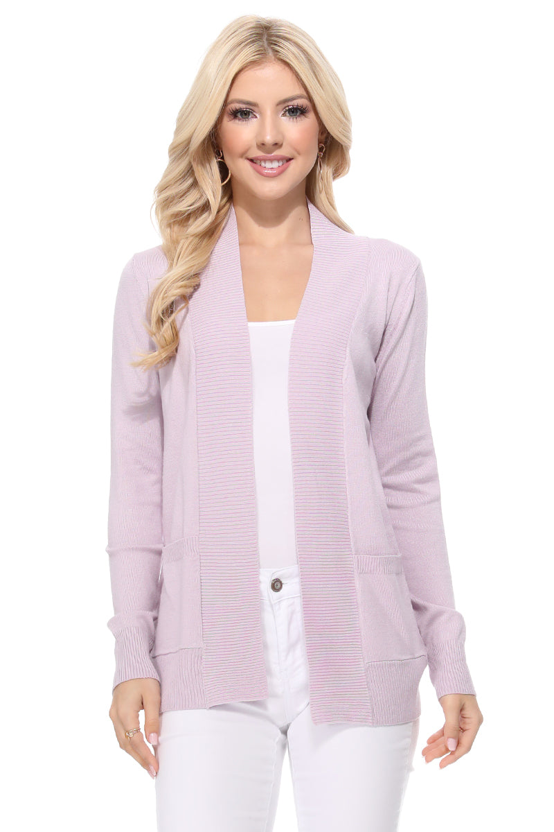 Long Sleeve Open Front Knit Shrug w/ Pocket Cardigan Sweater MK8558 (S-XL)