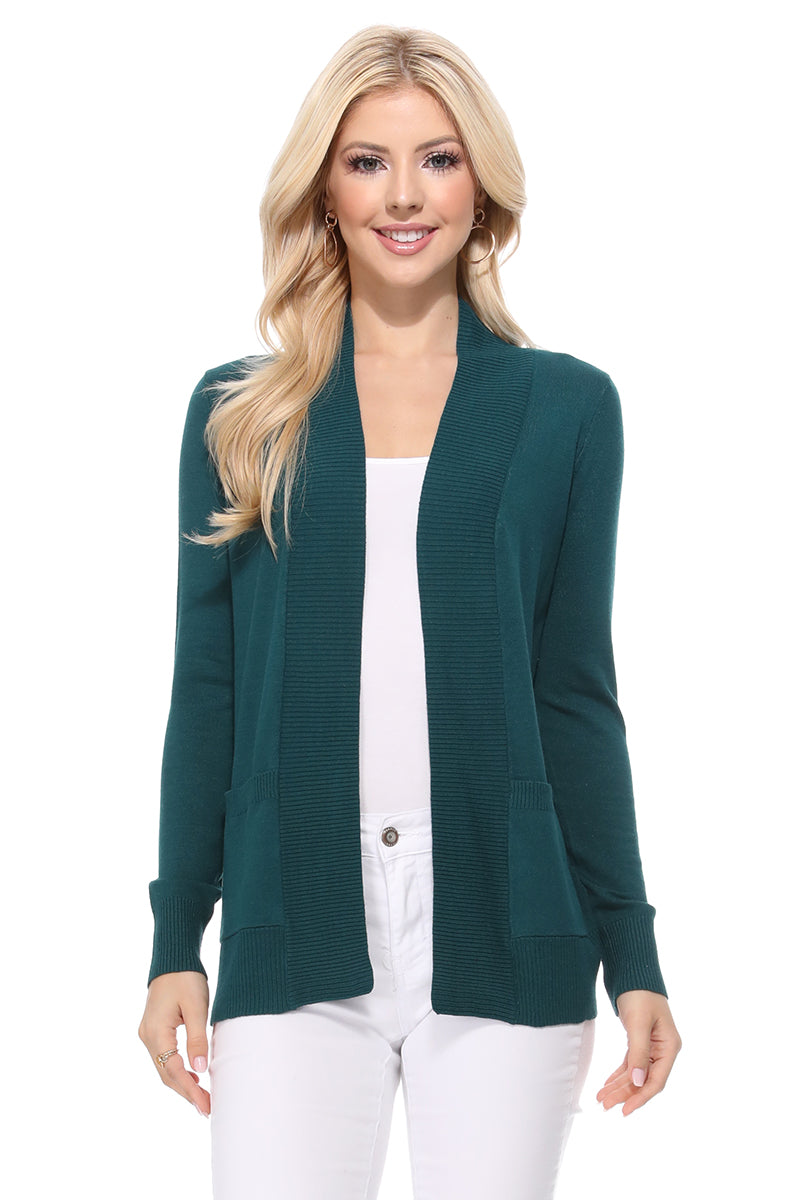 Long Sleeve Open Front Knit Shrug w/ Pocket Cardigan Sweater MK8558 (S-XL)