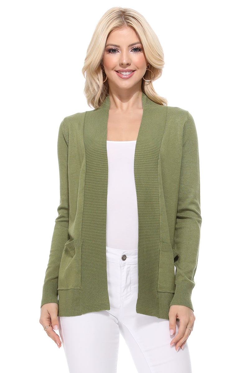 Long Sleeve Open Front Knit Shrug w/ Pocket Cardigan Sweater MK8558 (S-XL)