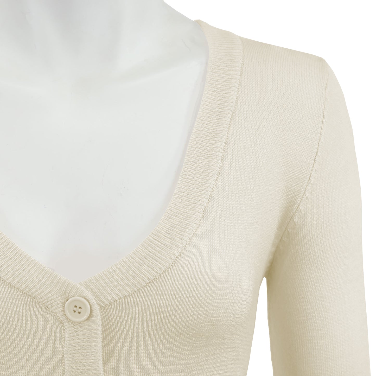 Women's Cropped 3/4 Sleeve V-Neck Bolero Cardigan Sweater CO129 (S-XL)