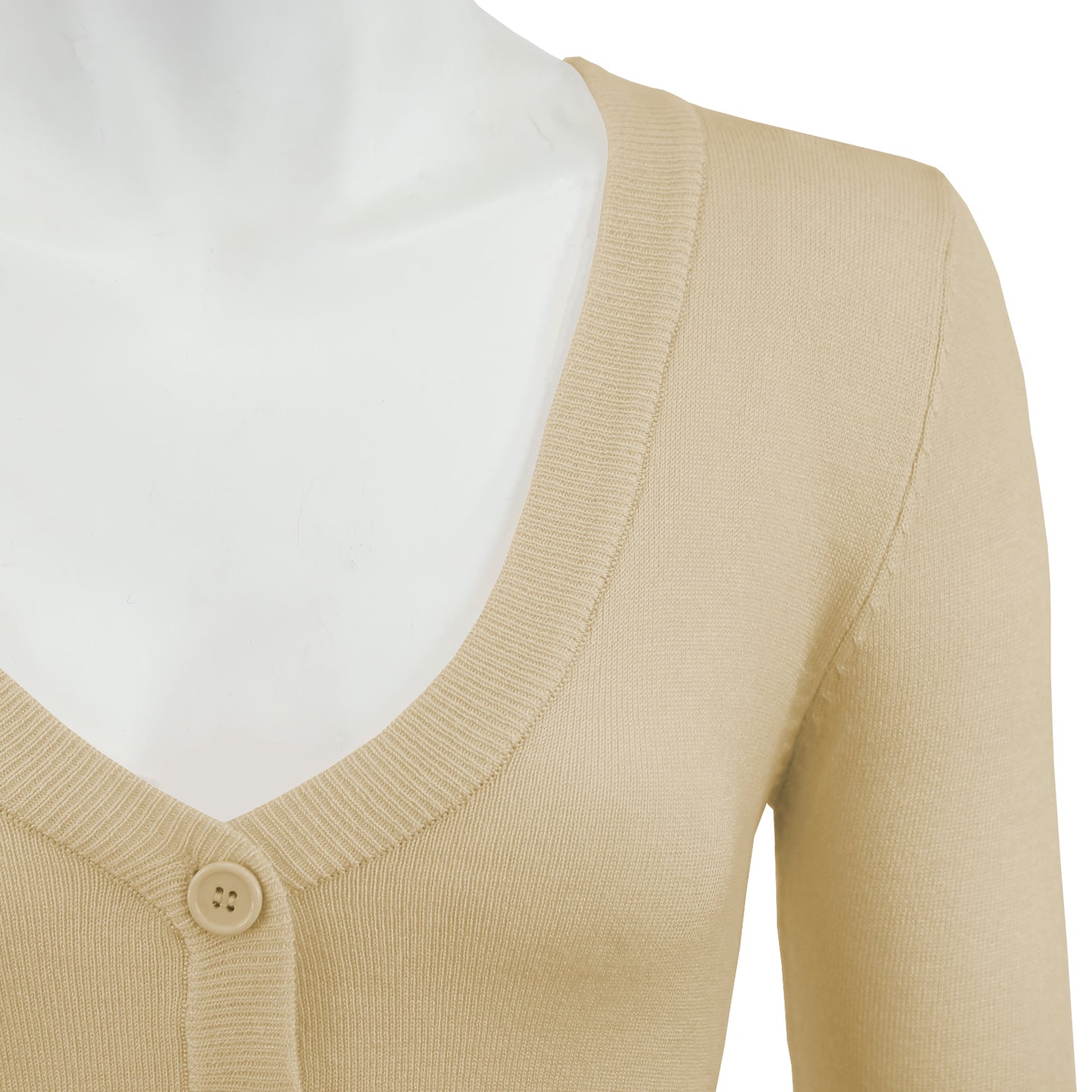 Women's Cropped 3/4 Sleeve V-Neck Bolero Cardigan Sweater CO129 (S-XL)