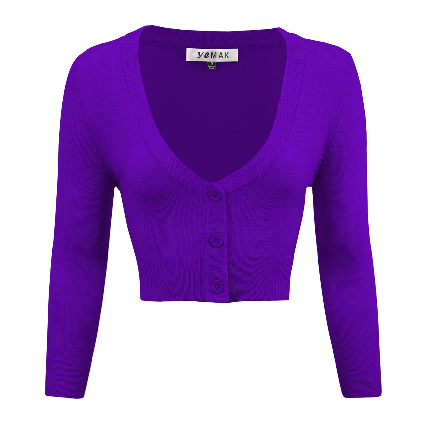 Women's Cropped 3/4 Sleeve V-Neck Bolero Cardigan Sweater CO129 (S-XL)