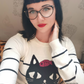 Striped Pattern Black Cat Crewneck Casual Jacquard Sweater MK8097 ( S-L)