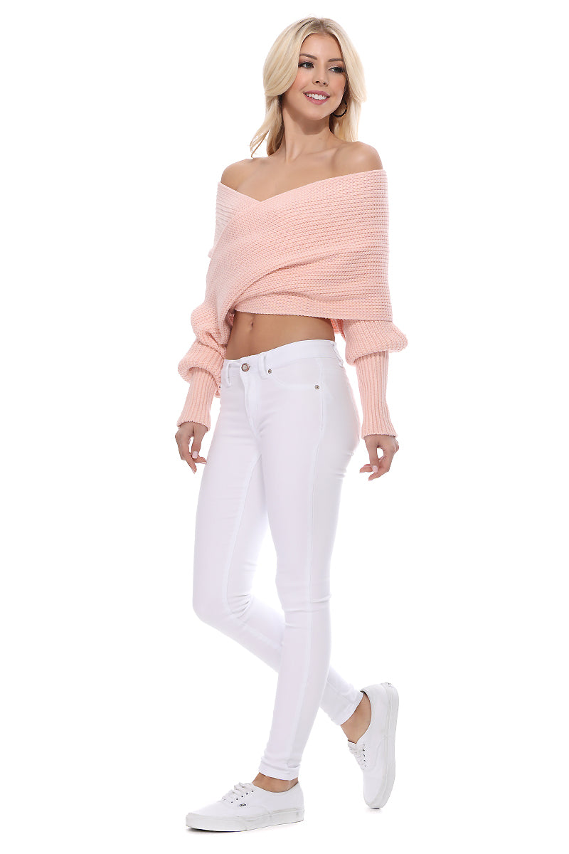 Sexy Off The Shoulder Wrap Bolero Sweater Shawl with Sleeve KC003 (S/M-M/L)