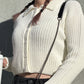 Women's Cropped Cardigan Sweater – 3/4 Sleeve Button Down Knit Collar Casual Soft Knitted Jacket Crop Top MK8281