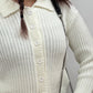Women's Cropped Cardigan Sweater – 3/4 Sleeve Button Down Knit Collar Casual Soft Knitted Jacket Crop Top MK8281