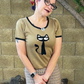 Short Sleeve Crewneck Cat Print Casual T-Shirt Sweater MK32004CAT (S-L)